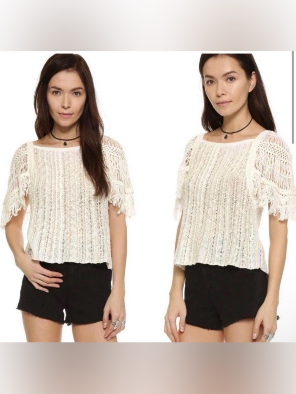 Free People Blackbird Macrame Blouse